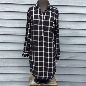 Old Navy Black & White Plaid Shirt Dress XS